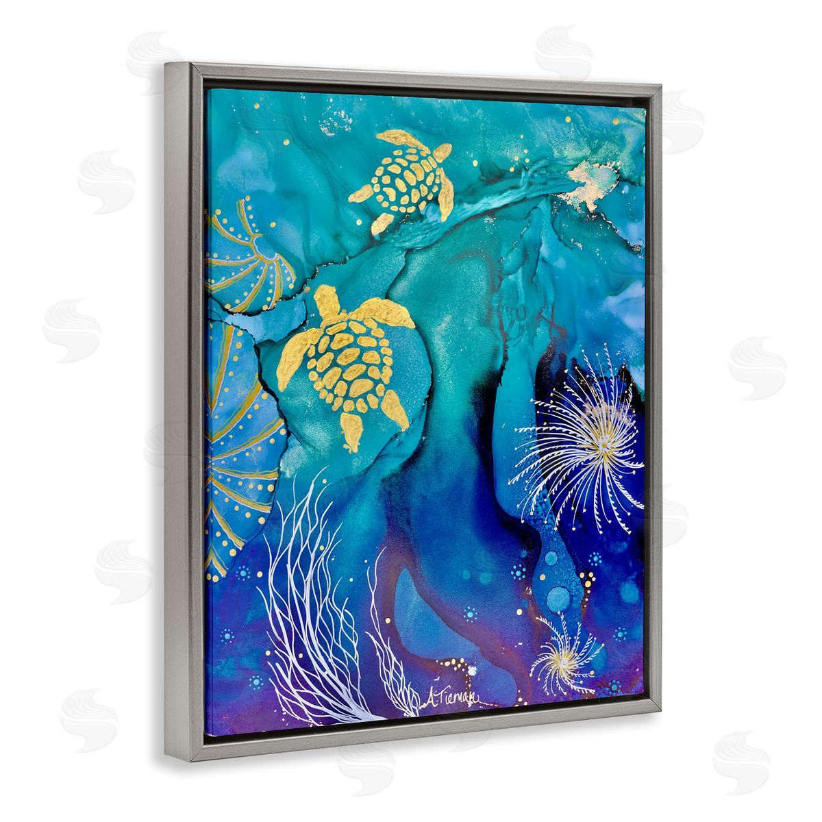 Amy Tieman | Abstract Blue Sea Turtles
