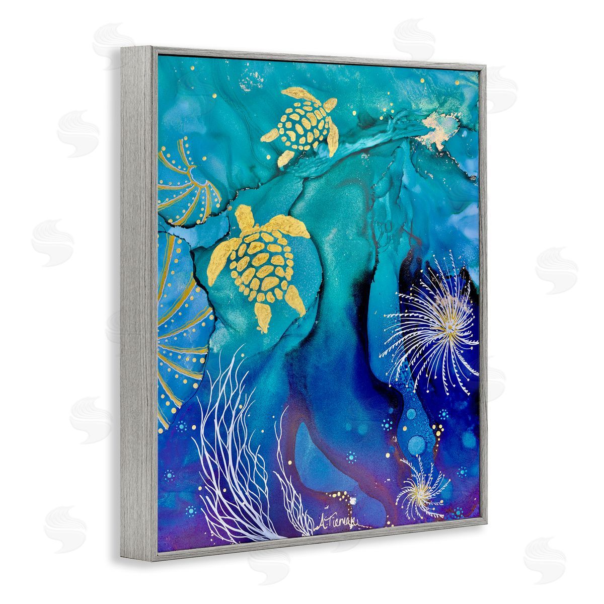 Amy Tieman | Abstract Blue Sea Turtles