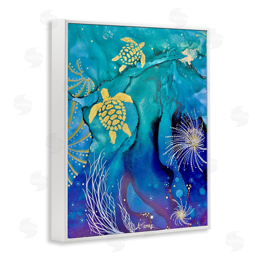 Amy Tieman | Abstract Blue Sea Turtles