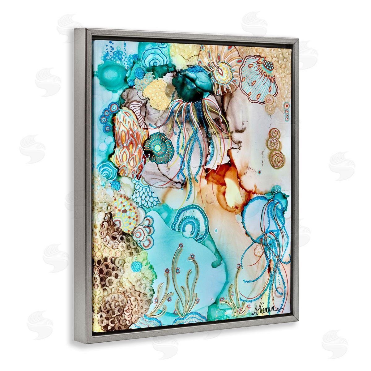 Amy Tieman Abstract Nautical Pattern Gray Floater Frame Canvas Artside_