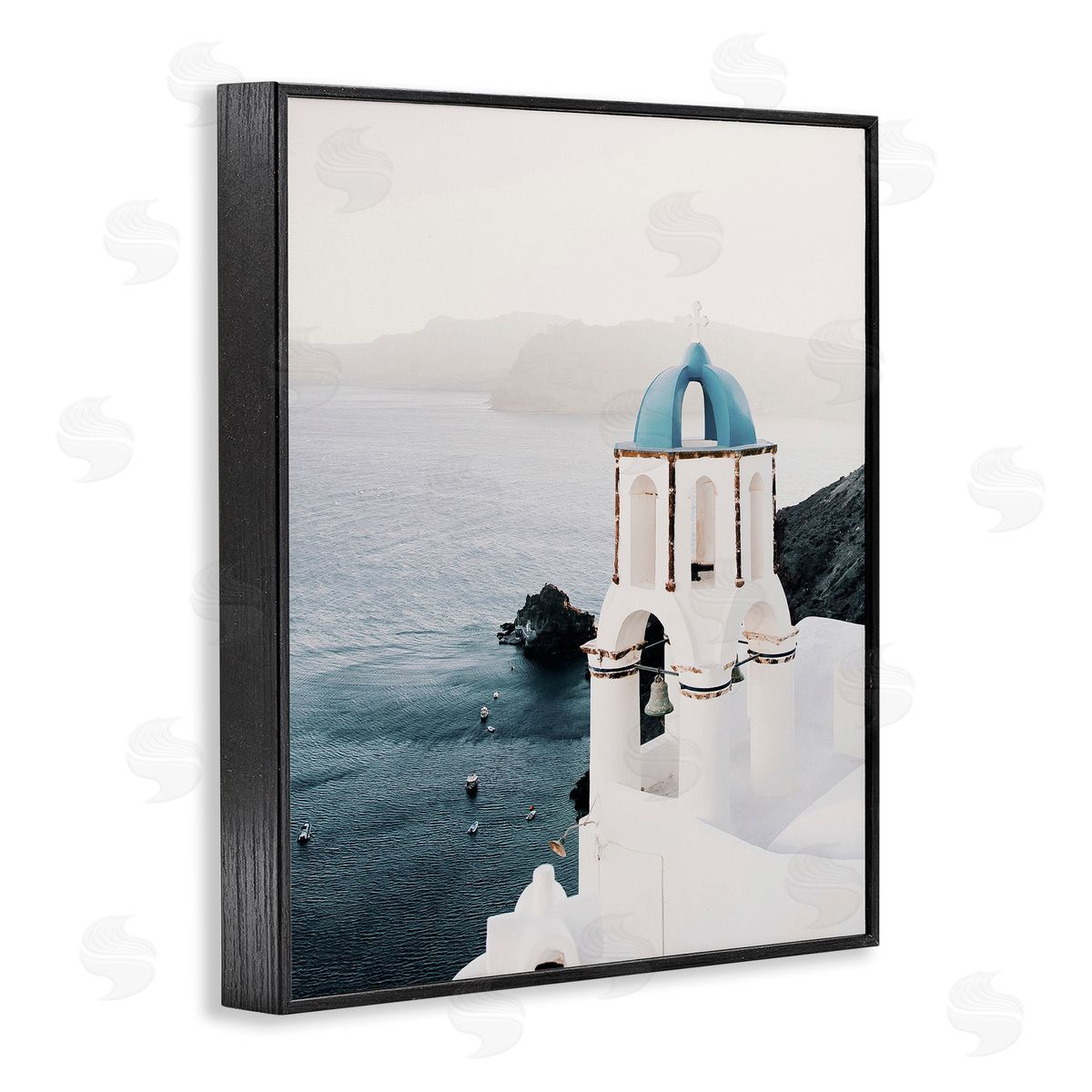 Krista Broadway Santorini Bell Tower Black Framed Giclee Wall Artside_