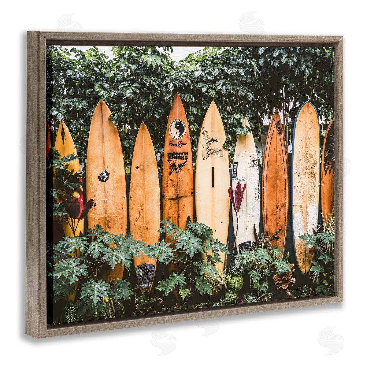 Krista Broadway Surf Boards in Nature Brown Floater Frame Canvas Artside_