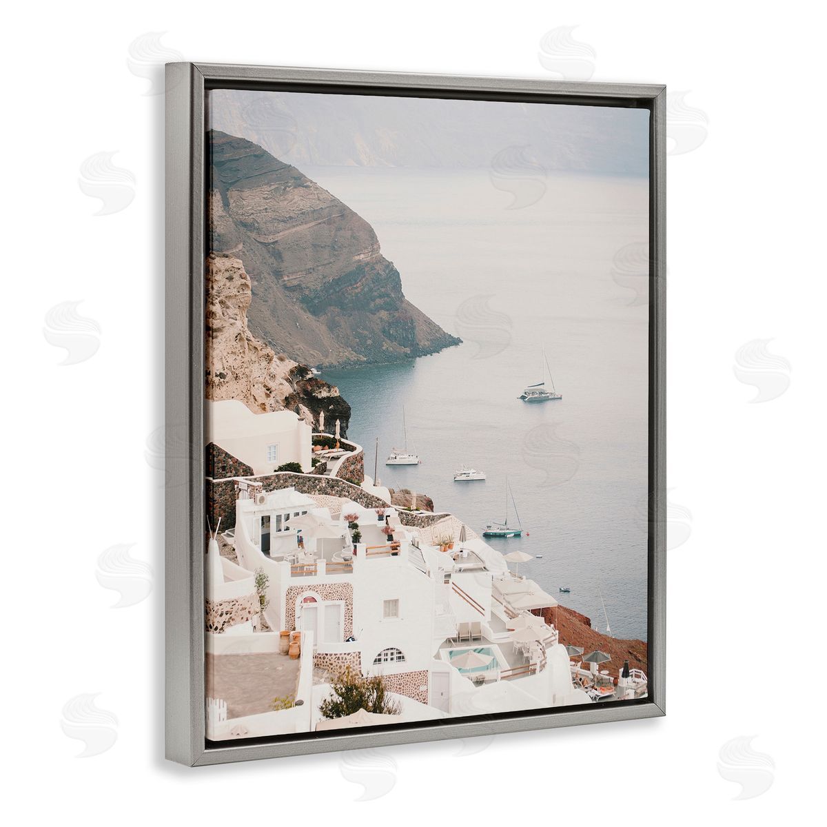 Krista Broadway Coastal Port Town Gray Floater Frame Canvas Artside_
