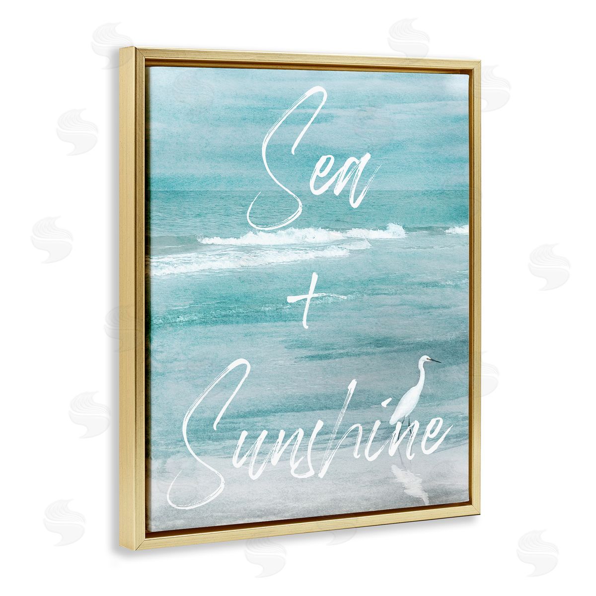 Christine Zalewski Sea & Sunshine Phrase Gold Floater Frame Canvas Artside_