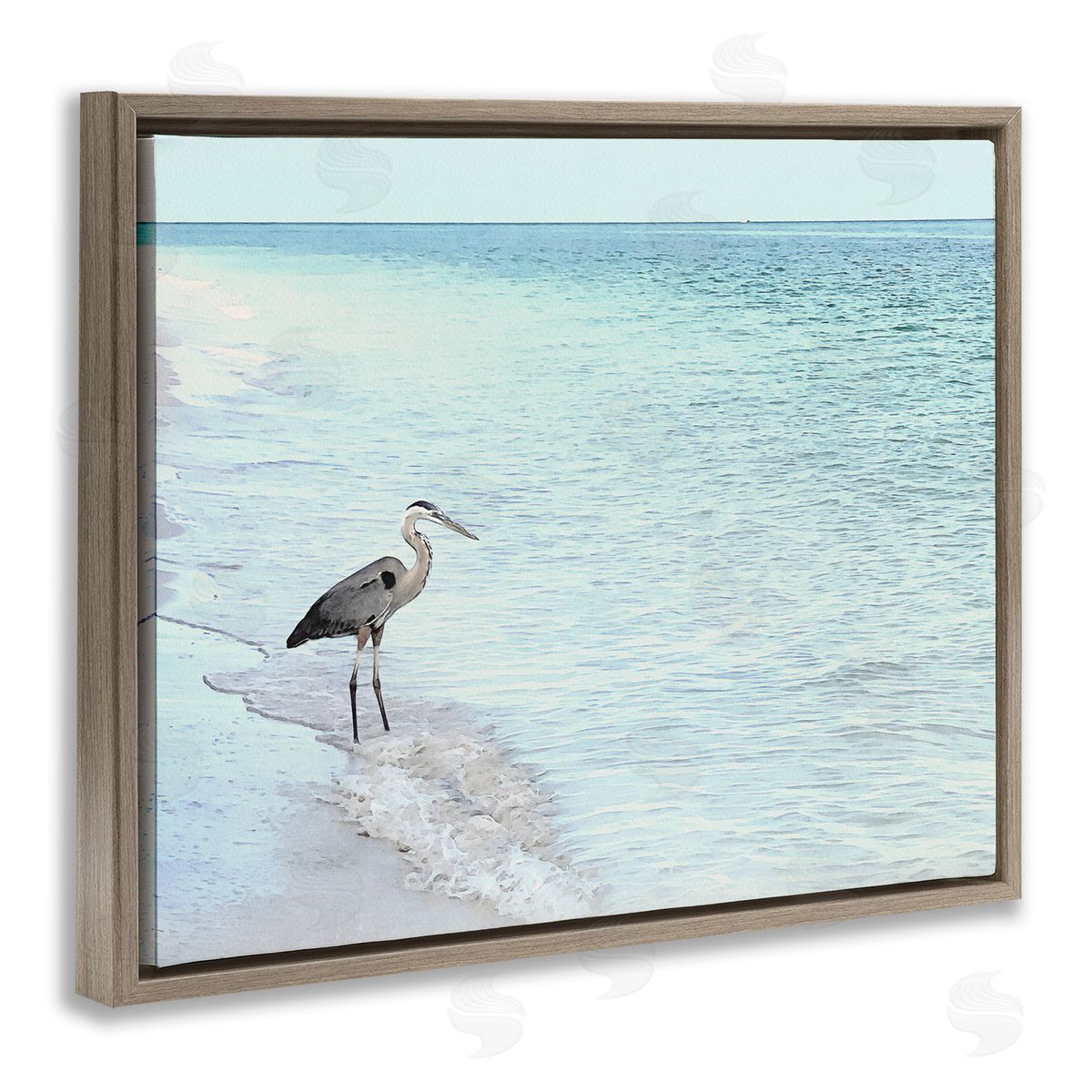 Christine Zalewski Heron on Coastline Brown Floater Frame Canvas Artside_