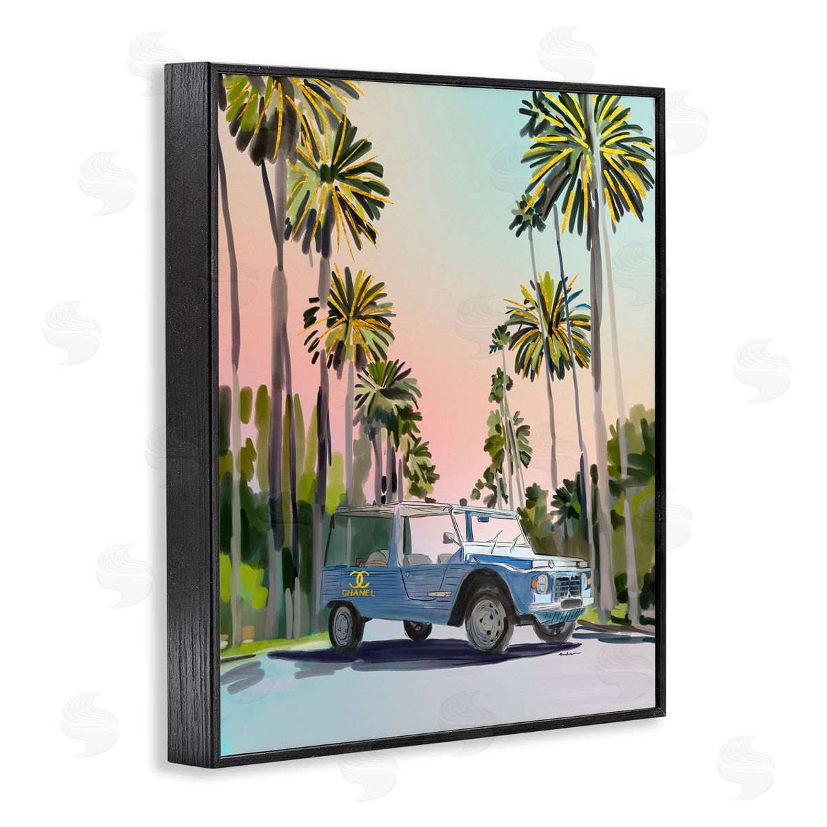 Amelia Noyes Glam Tropical Truck Black Framed Giclee Wall Artside_