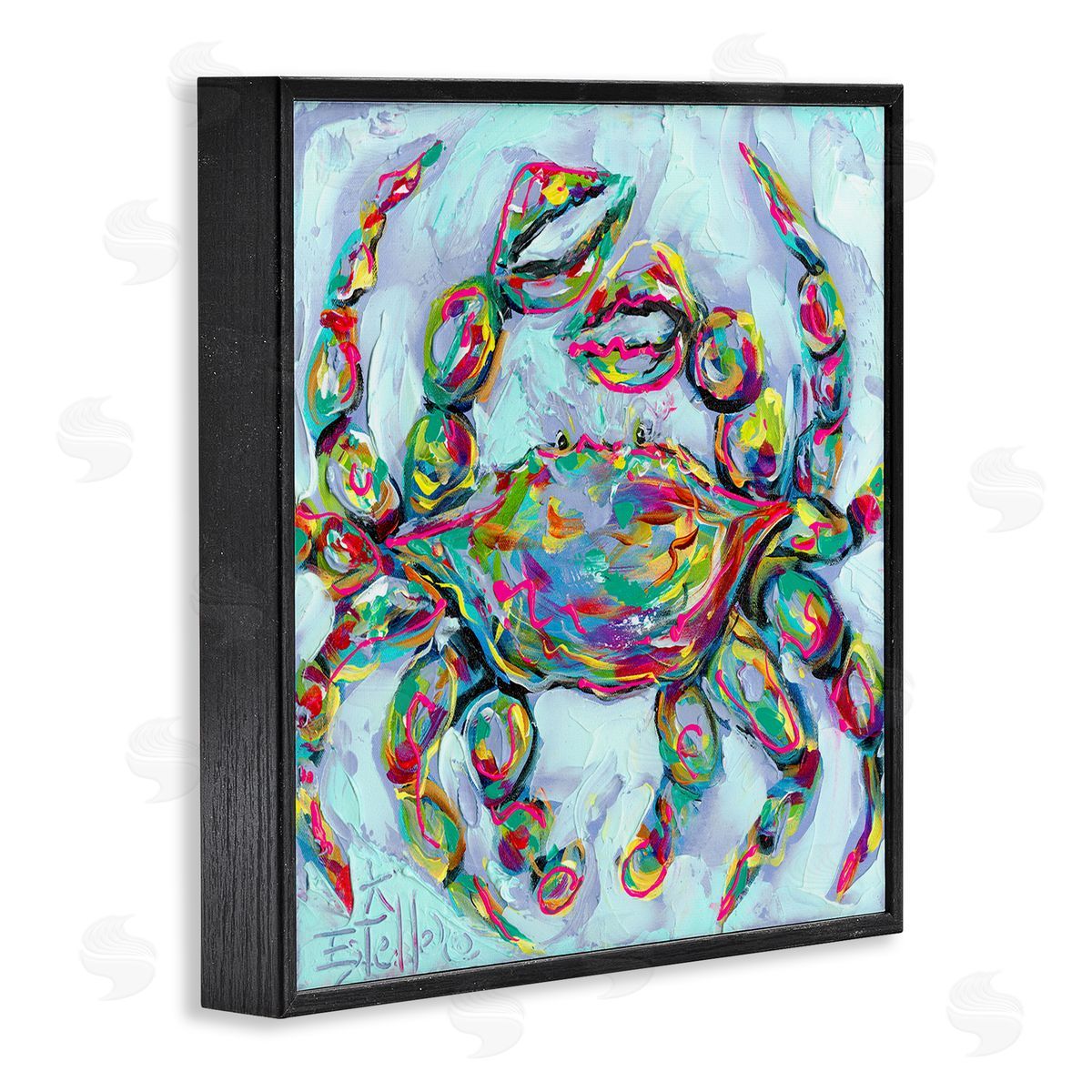 Estelle Grengs Modern Crab Portrait Black Framed Giclee Wall Artside_