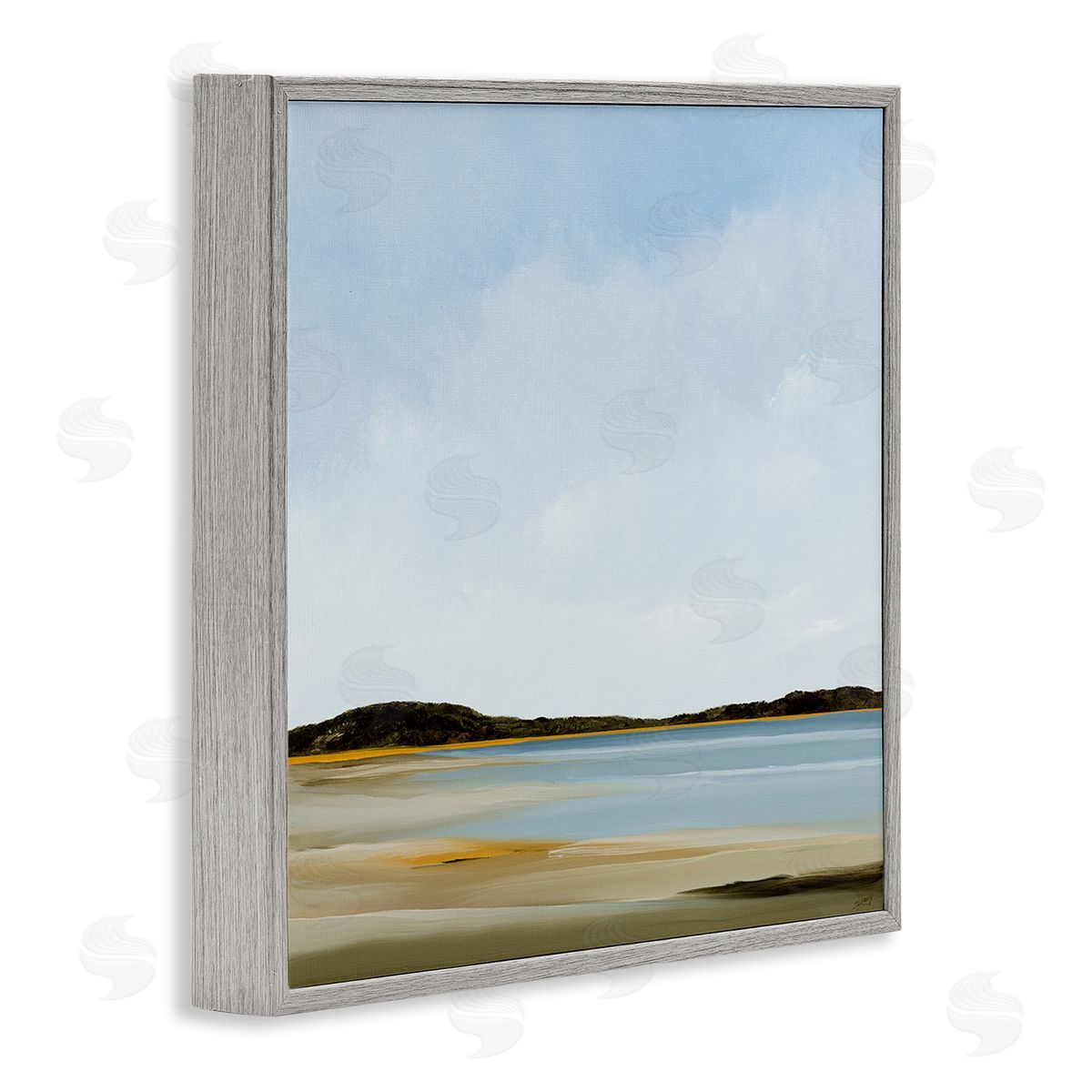 Rick Fleury Simple Beach Landscape Gray Framed Giclee Wall Artside_