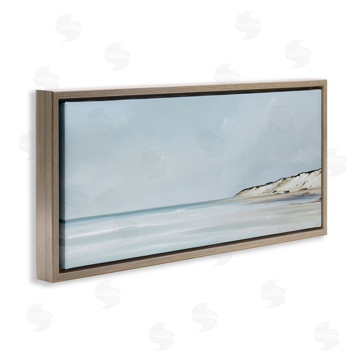 Rick Fleury Soft Blue Beach Landscape Brown Floater Frame Canvas Artside_