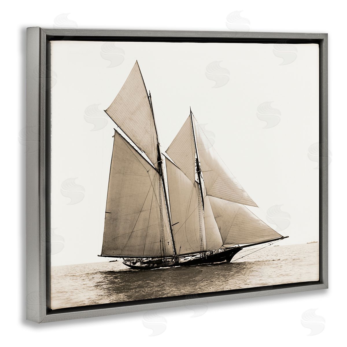 Graffitee Studios Vintage Sailboat Photography Gray Floater Frame Canvas Artside_
