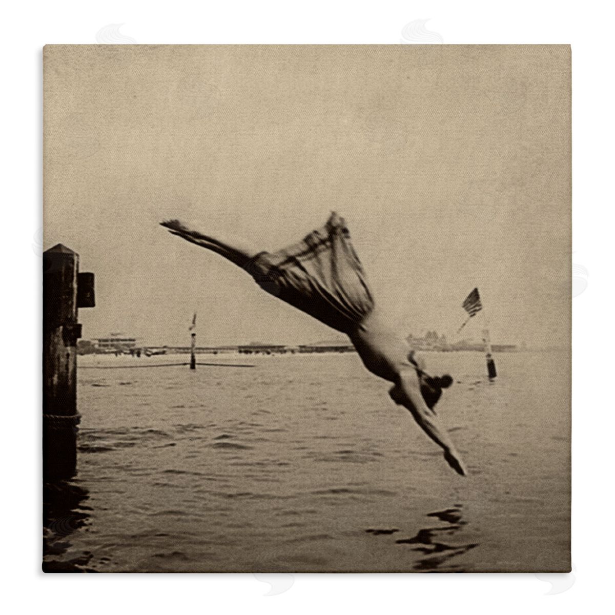 Graffitee Studios Vintage Diving Girl Canvas Wall Art