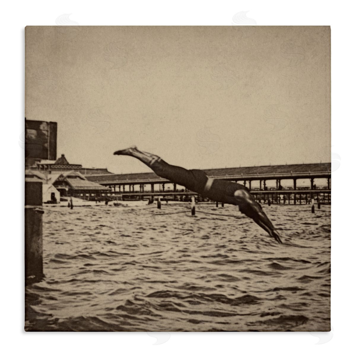 Graffitee Studios Vintage Diving Man Canvas Wall Art