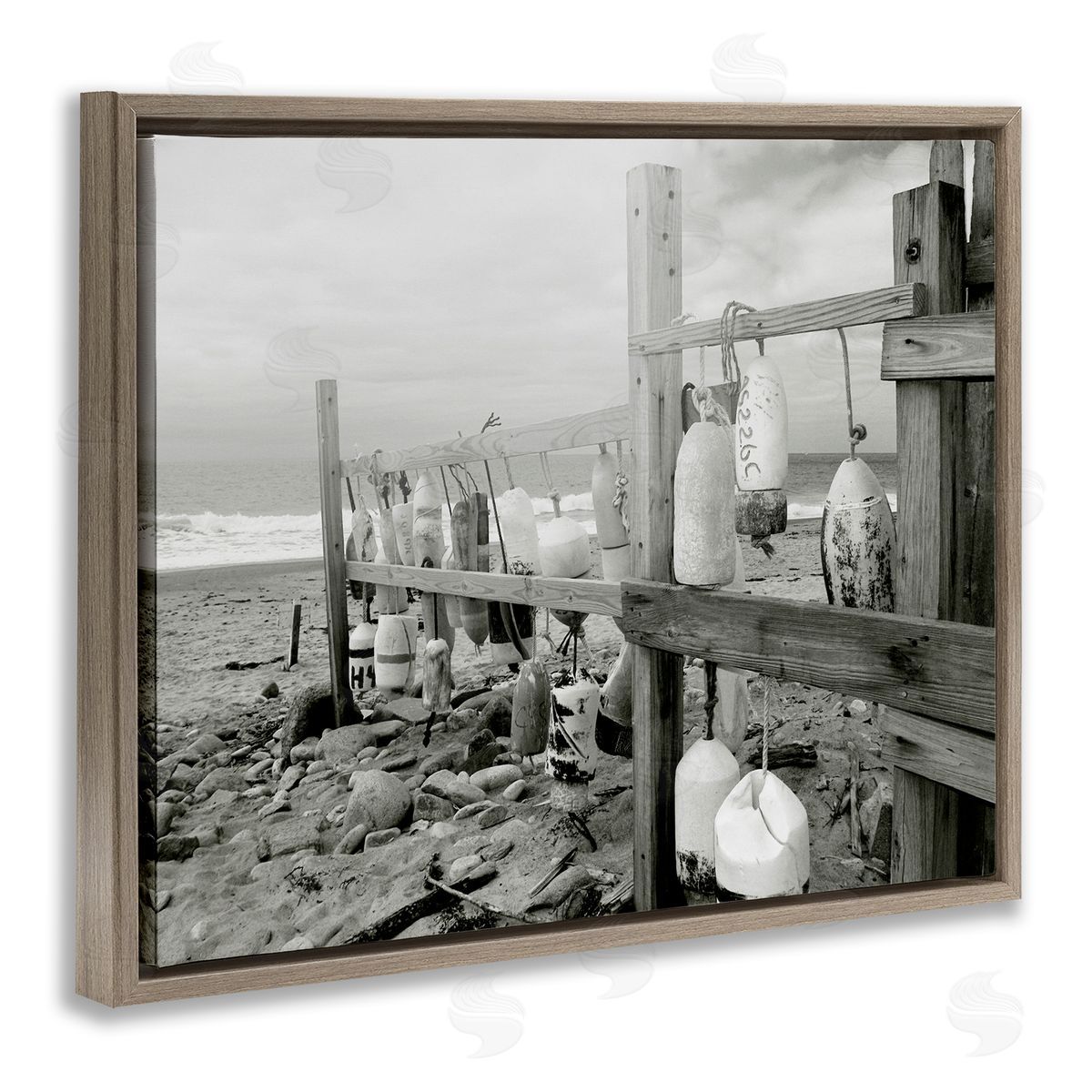 Graffitee Studios Nautical Buoys Landscape Brown Floater Frame Canvas Artside_