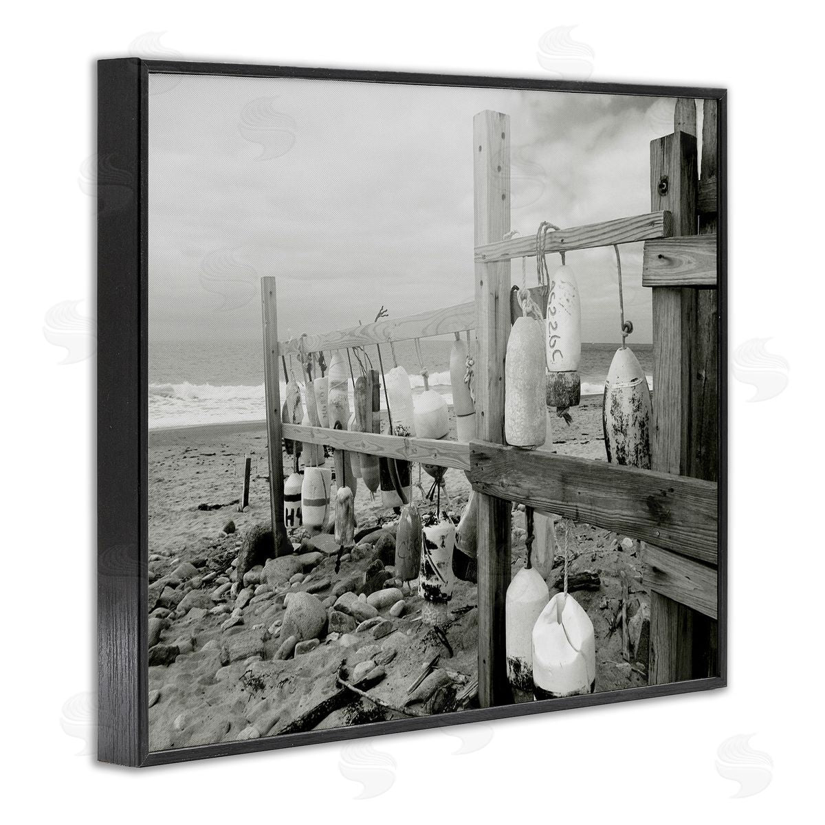 Graffitee Studios Nautical Buoys Landscape Black Framed Giclee Wall Artside_