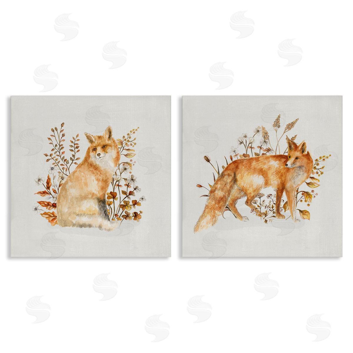 Fluffy Red Fox Autumn Leaves Canvas Wall Art, Home Decor by Janice Gaynor