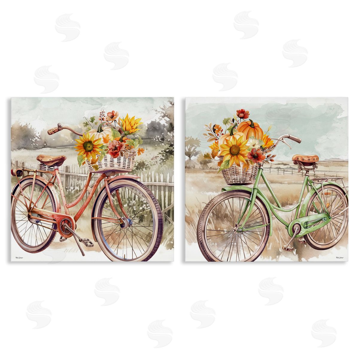 Rustic Autumnal Bicycles Canvas Wall Art, Home Decor by Nicole DeCamp