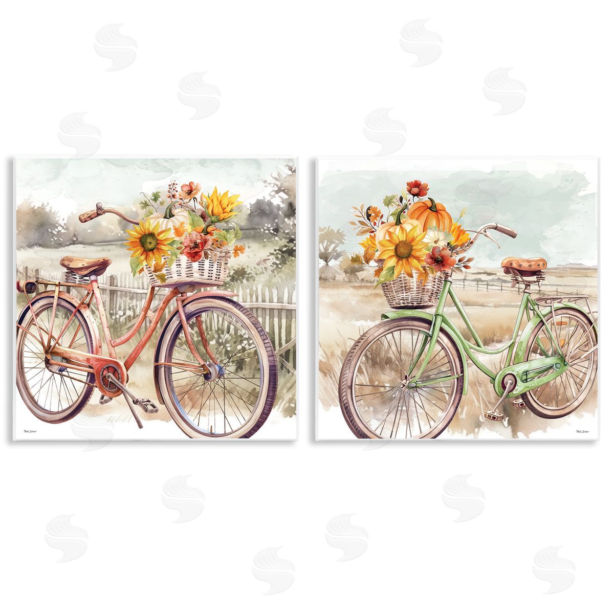 Rustic Autumnal Bicycles Wood Plaque Wall Art, Home Decor by Nicole DeCamp