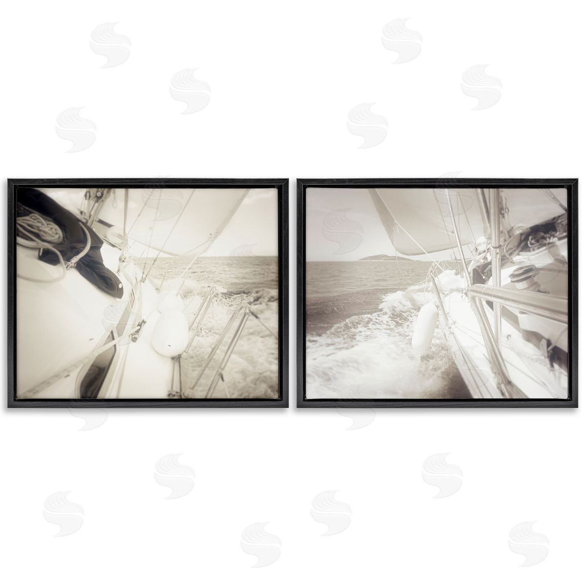 Sailing Clear Summer Day Black Floating Frame Canvas Wall Art, Home Decor by Graffi*tee Studios
