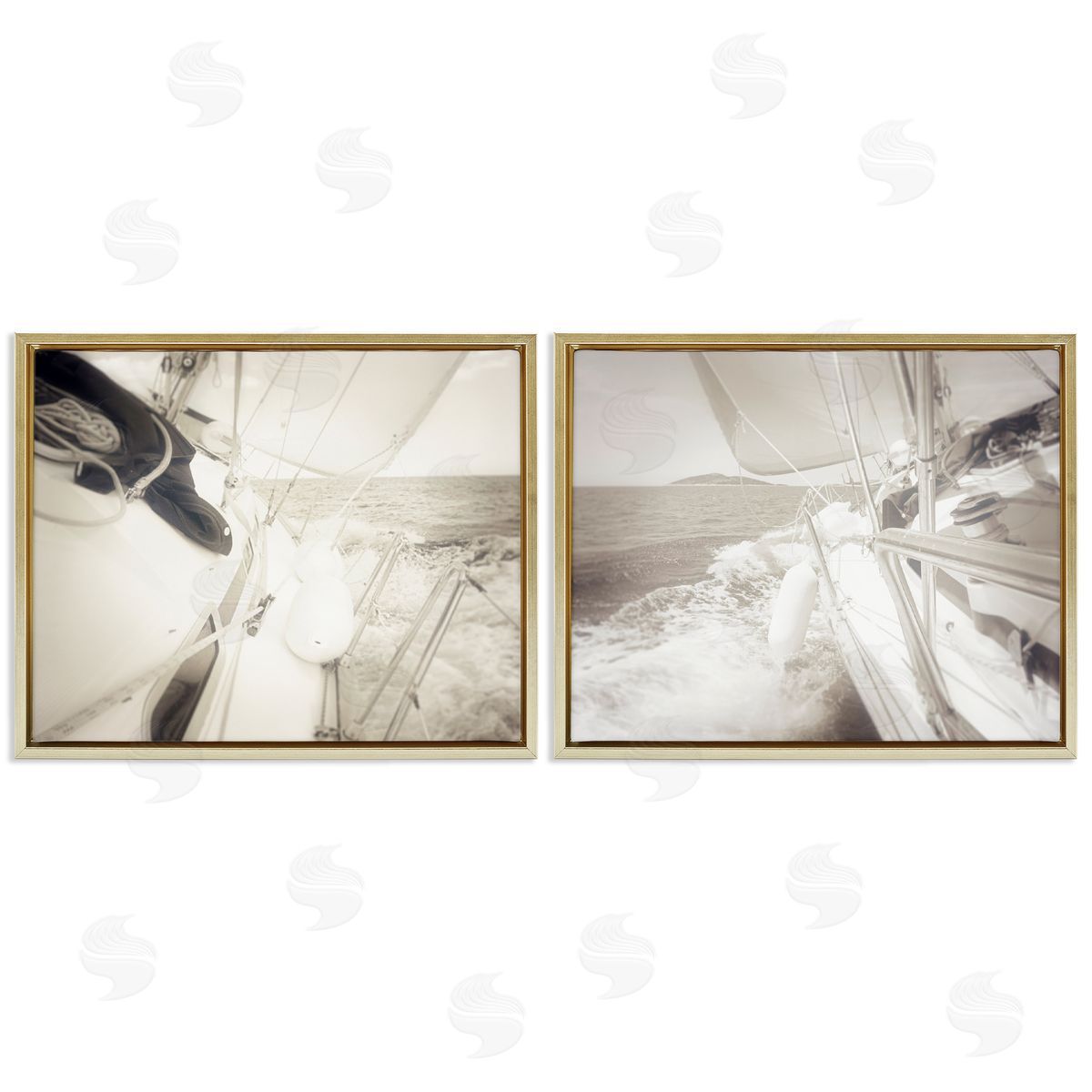 Sailing Clear Summer Day Gold Floating Frame Canvas Wall Art, Home Decor by Graffi*tee Studios