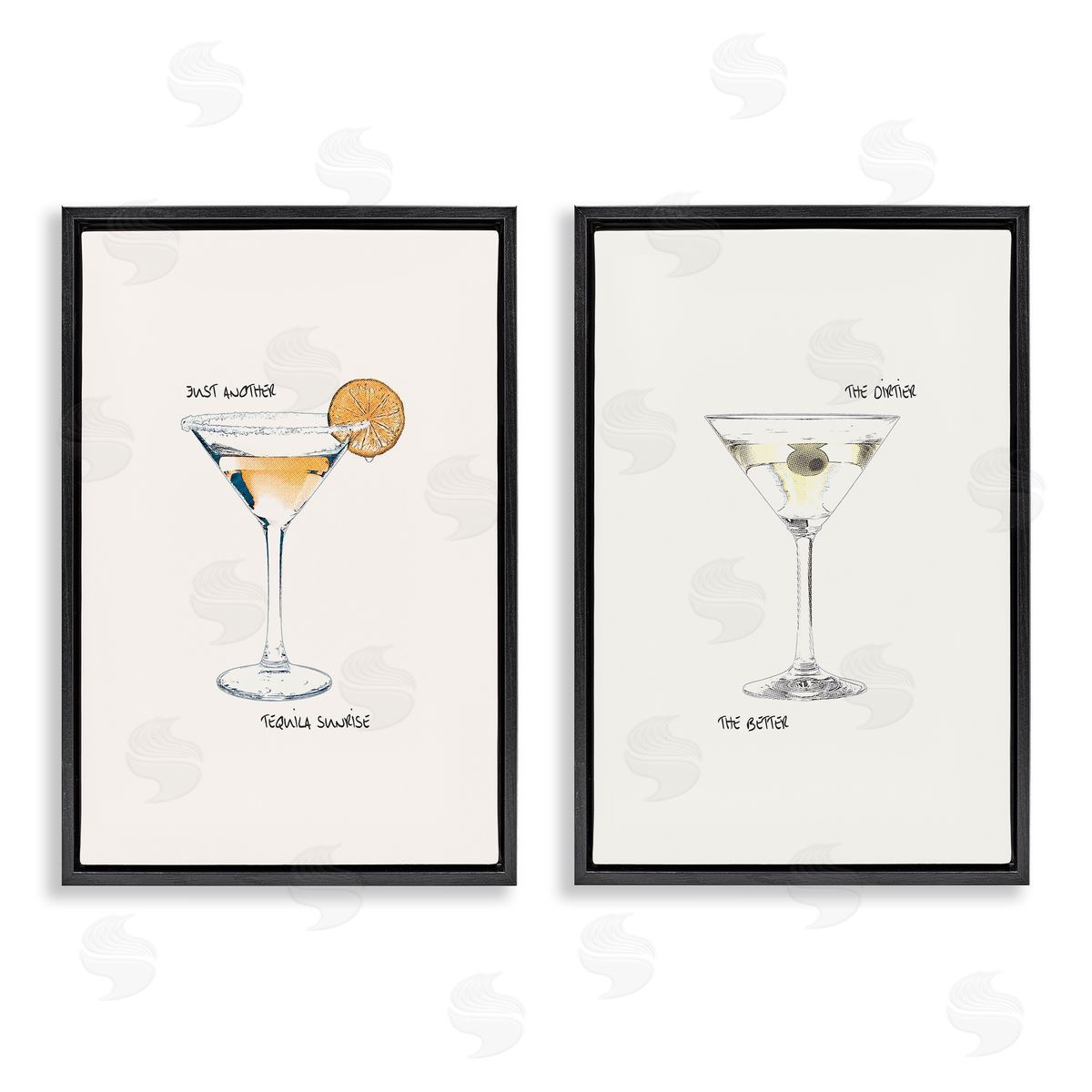 Tequila Cocktails & Phrases Black Floating Frame Canvas Wall Art, Home Decor by Graffi*tee Studios
