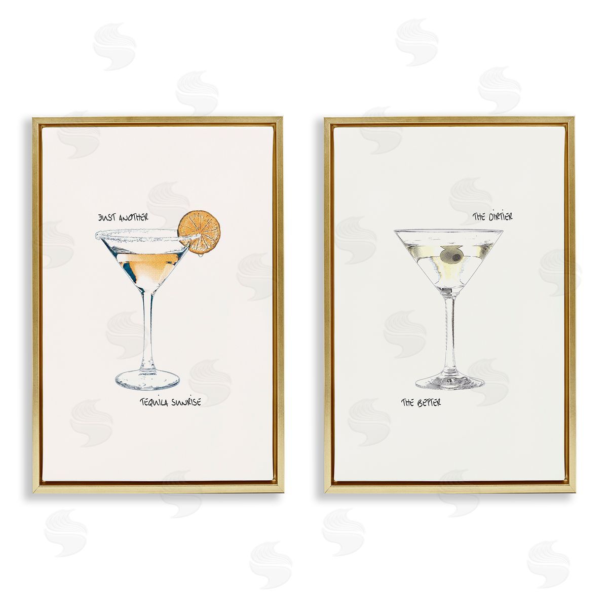 Tequila Cocktails & Phrases Gold Floating Frame Canvas Wall Art, Home Decor by Graffi*tee Studios
