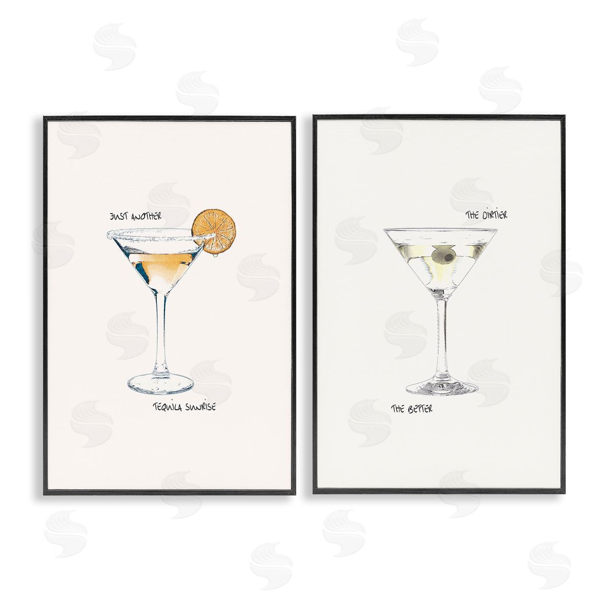 Tequila Cocktails & Phrases Black Frame Print Wall Art, Home Decor by Graffi*tee Studios