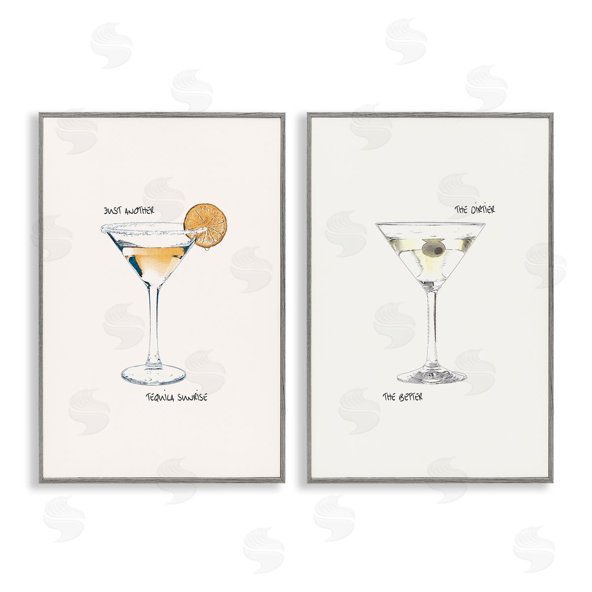 Tequila Cocktails & Phrases Grey Frame Print Wall Art, Home Decor by Graffi*tee Studios
