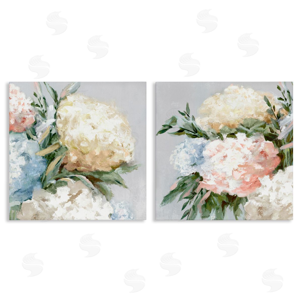 Pastel Blooming Hydrangeas Canvas Wall Art, Home Decor by Alex Black