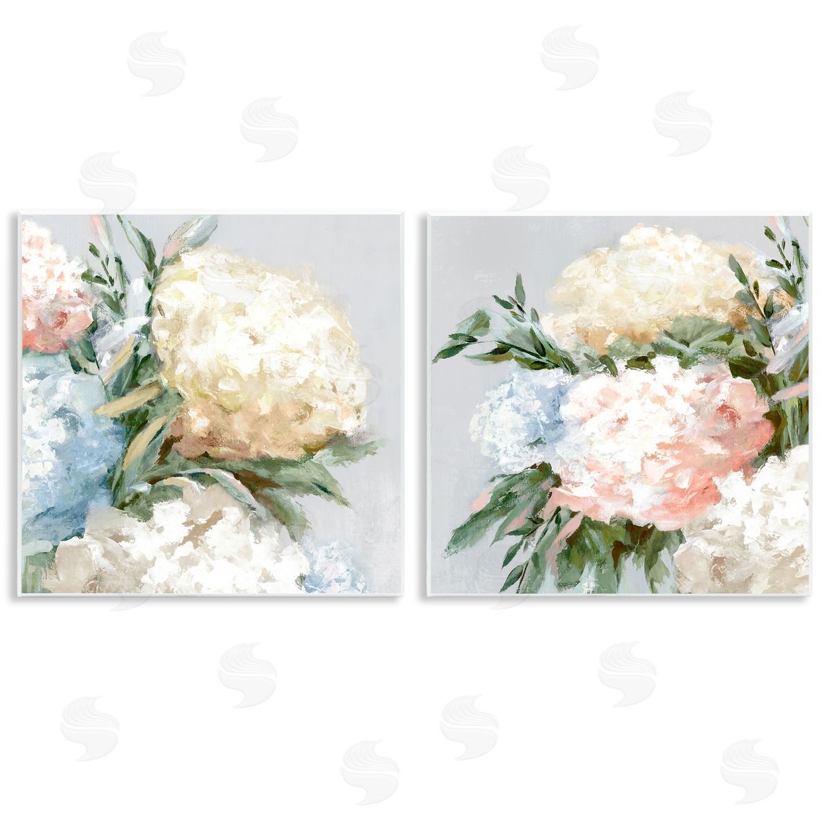 Pastel Blooming Hydrangeas Wood Plaque Wall Art, Home Decor by Alex Black