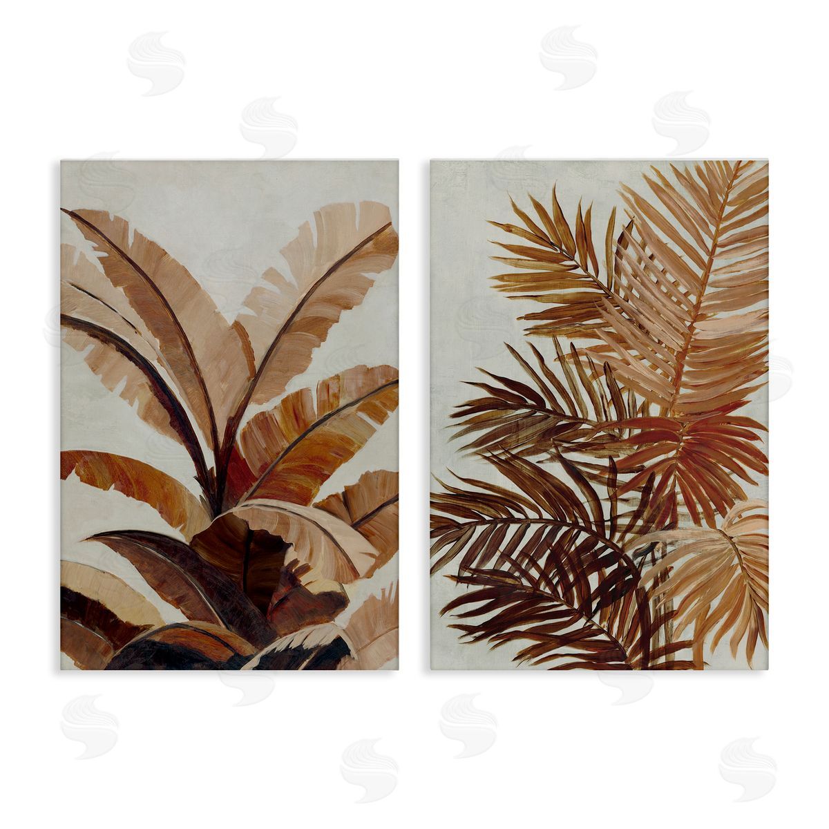 Brown Tropical Palm Plants Canvas Wall Art, Home Decor by Jacob Q