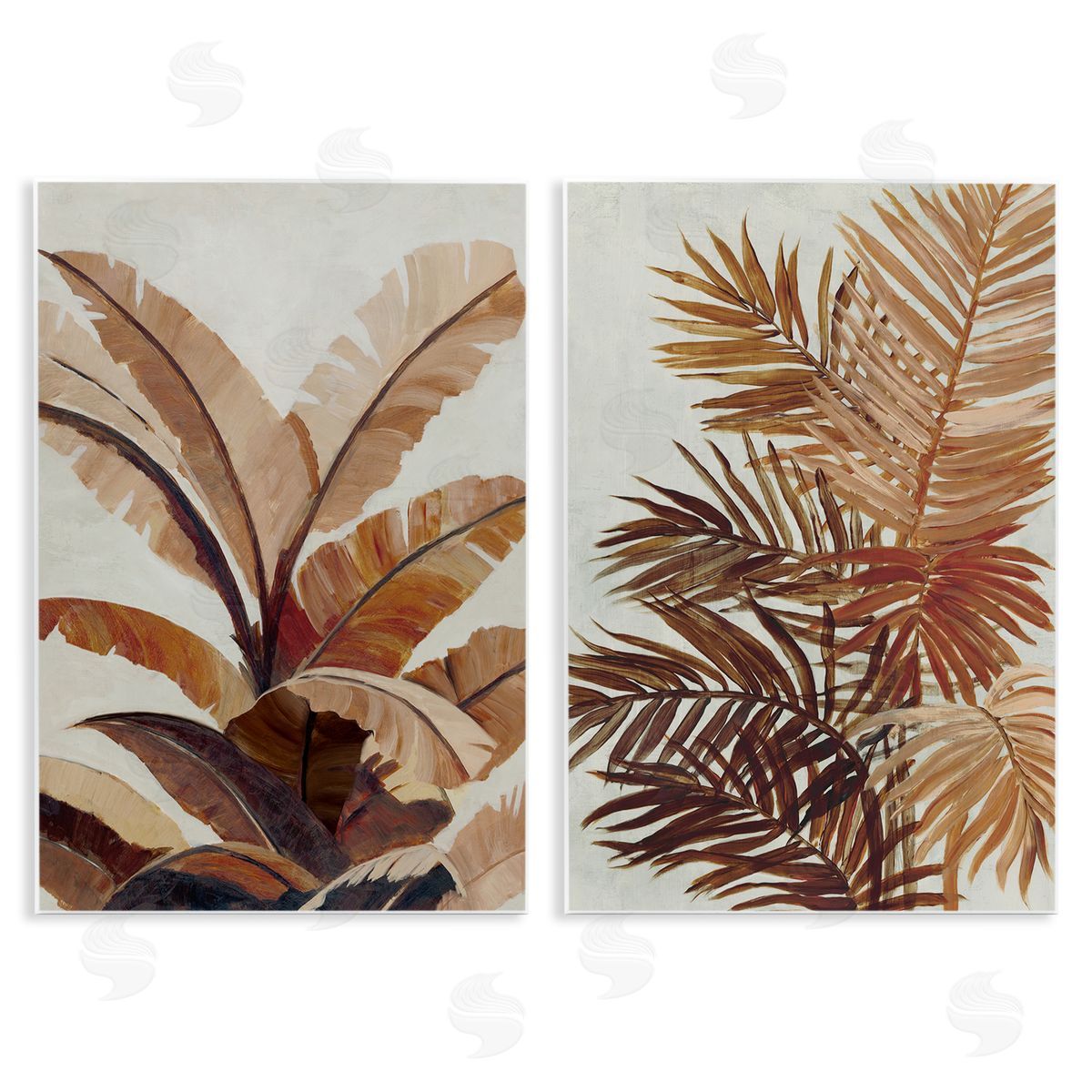 Brown Tropical Palm Plants Wood Plaque Wall Art, Home Decor by Jacob Q