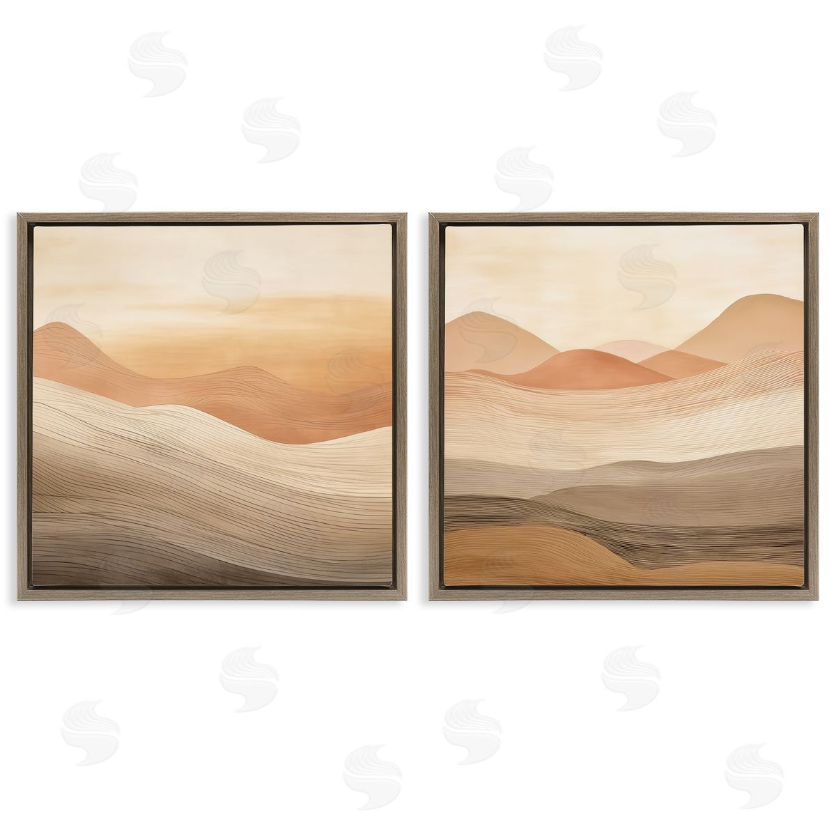 Sweeping Desert Dunes Brown Floating Frame Canvas Wall Art, Home Decor by Irena Orlov