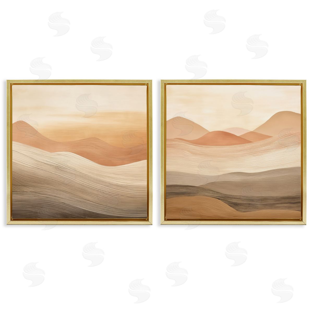 Sweeping Desert Dunes Gold Floating Frame Canvas Wall Art, Home Decor by Irena Orlov