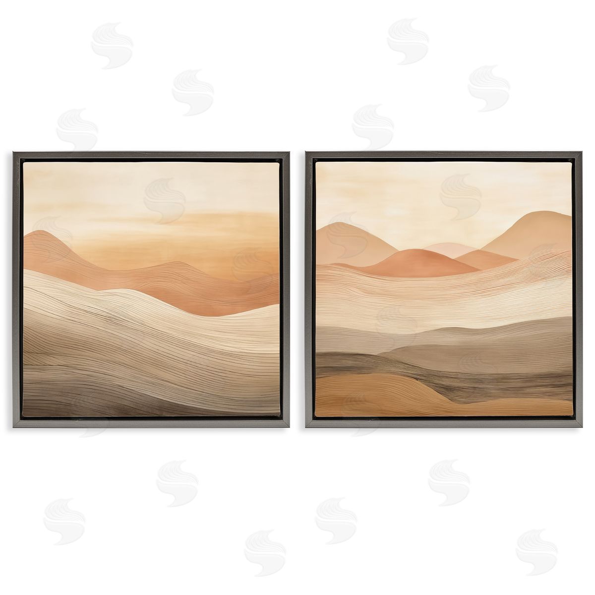 Sweeping Desert Dunes Grey Floating Frame Canvas Wall Art, Home Decor by Irena Orlov