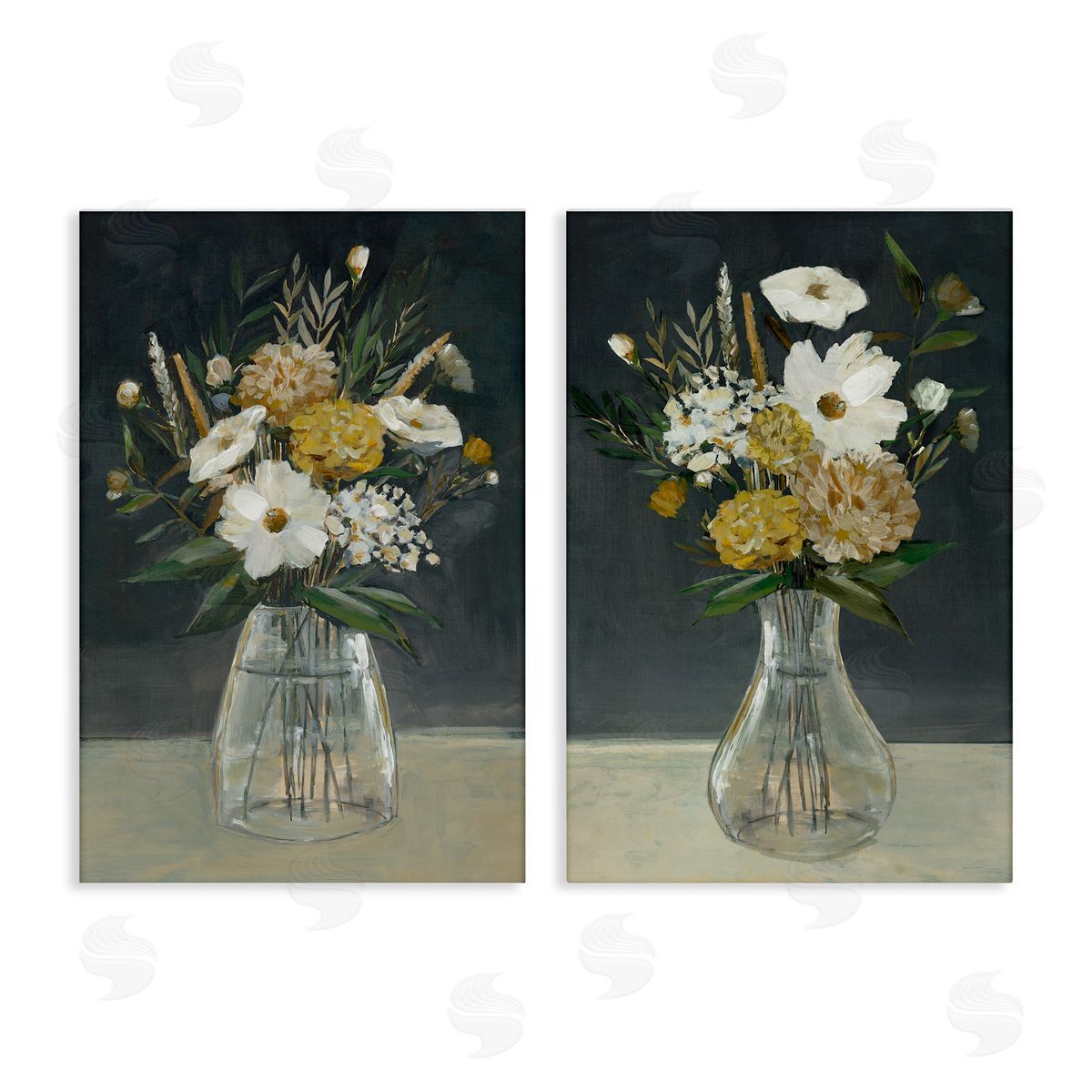 Muted Bouquet Vases Canvas Wall Art, Home Decor by Hannah Dawson