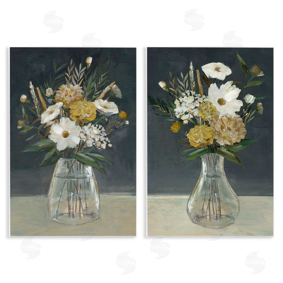 Muted Bouquet Vases Wood Plaque Wall Art, Home Decor by Hannah Dawson