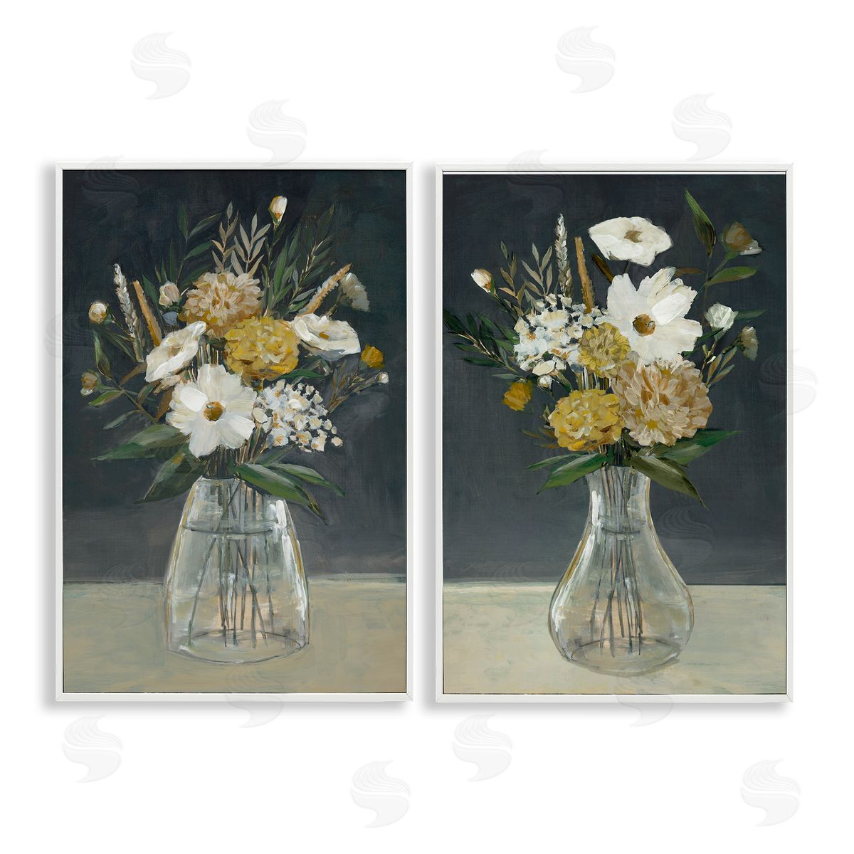 Muted Bouquet Vases White Frame Print Wall Art, Home Decor by Hannah Dawson