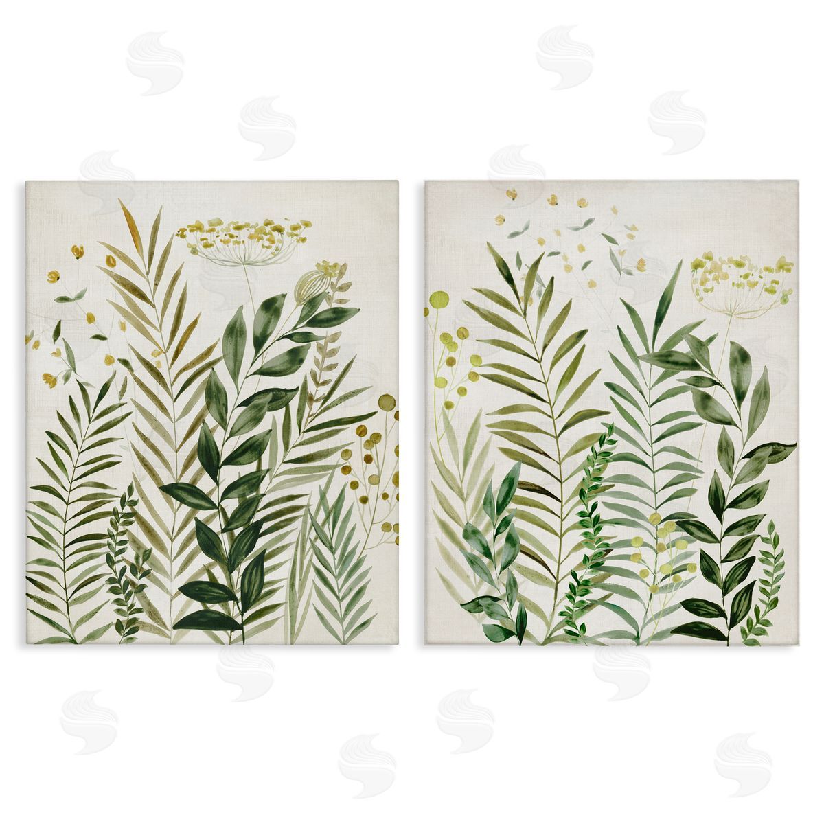 Varied Leaves & Fronds Canvas Wall Art, Home Decor by Hannah Dawson