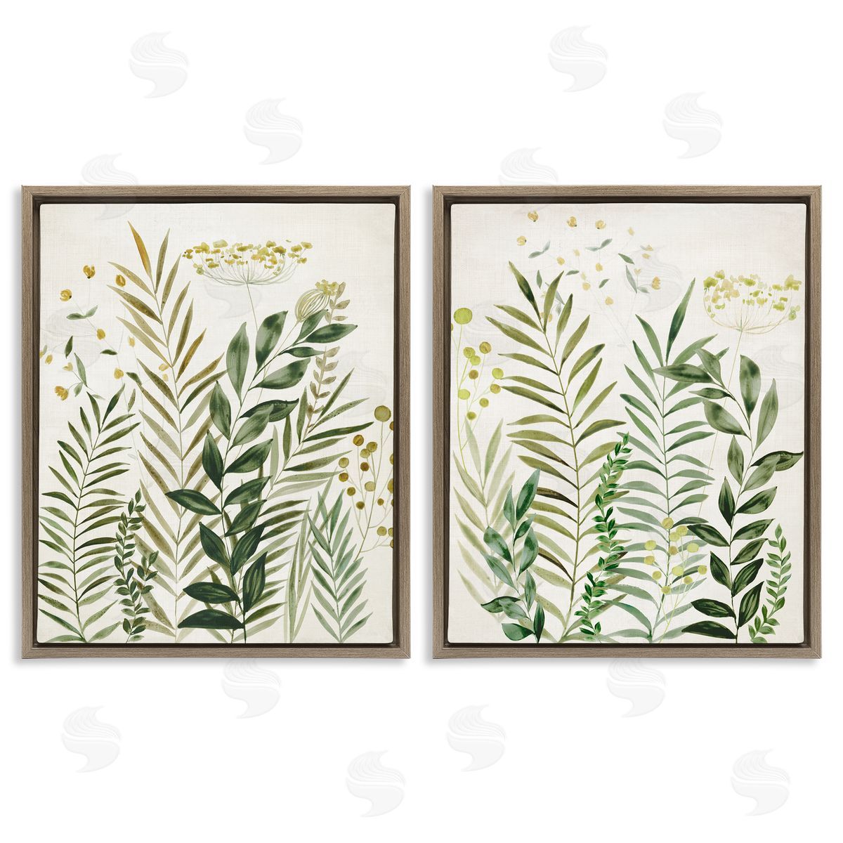 Varied Leaves & Fronds Brown Floating Frame Canvas Wall Art, Home Decor by Hannah Dawson