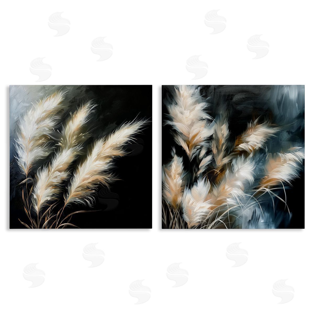 Windblown Wheat Sprigs Canvas Wall Art, Home Decor by Raymond Powers