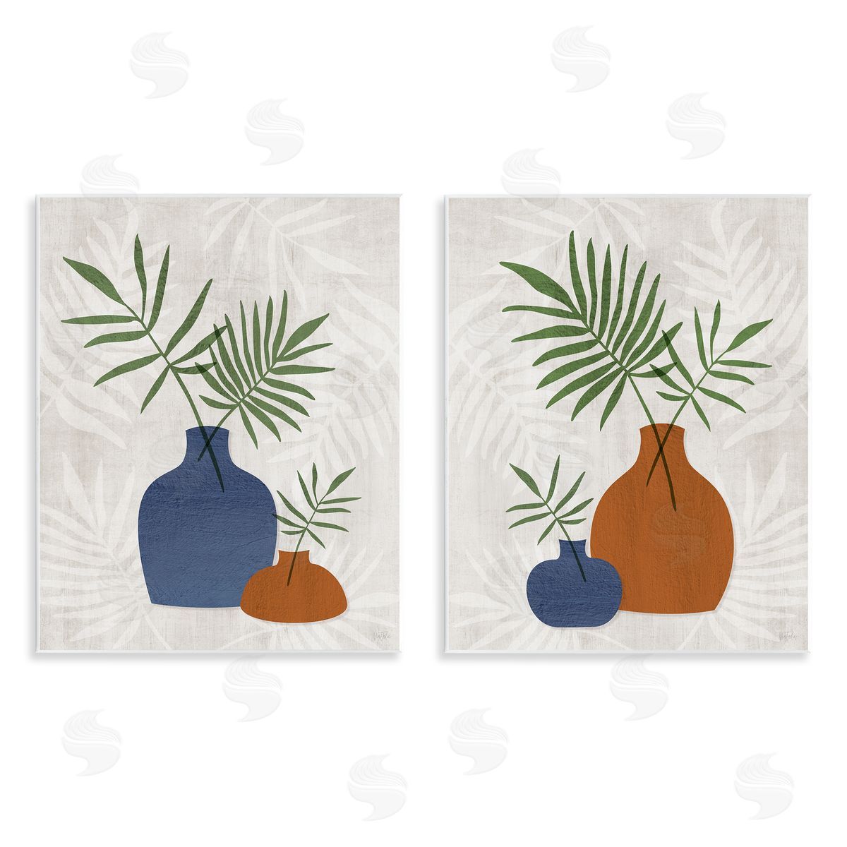 Midcentury Palm Vases Wood Plaque Wall Art, Home Decor by Natalie Carpentieri