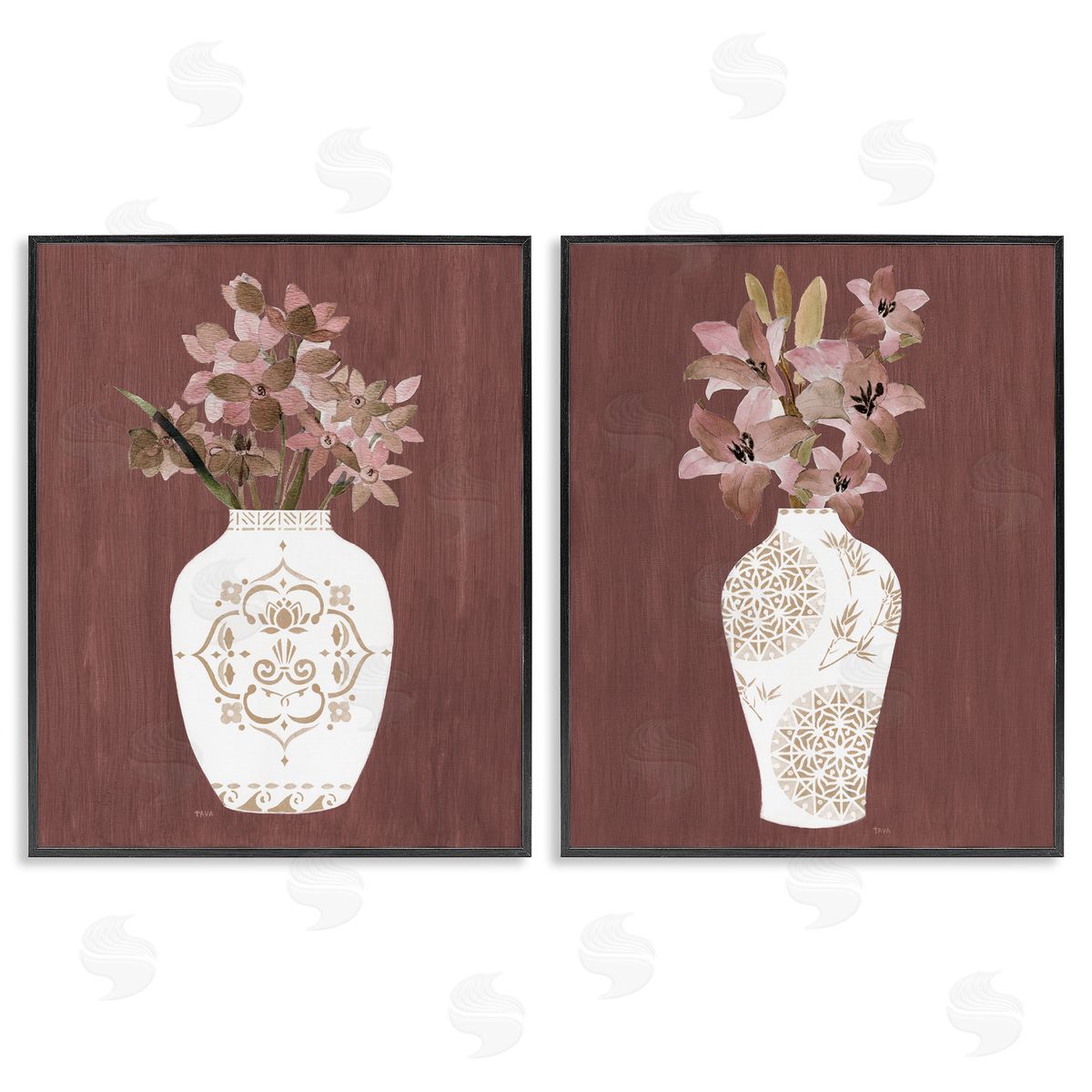 Rustic Boho Bouquets Black Frame Print Wall Art, Home Decor by Janet Tava