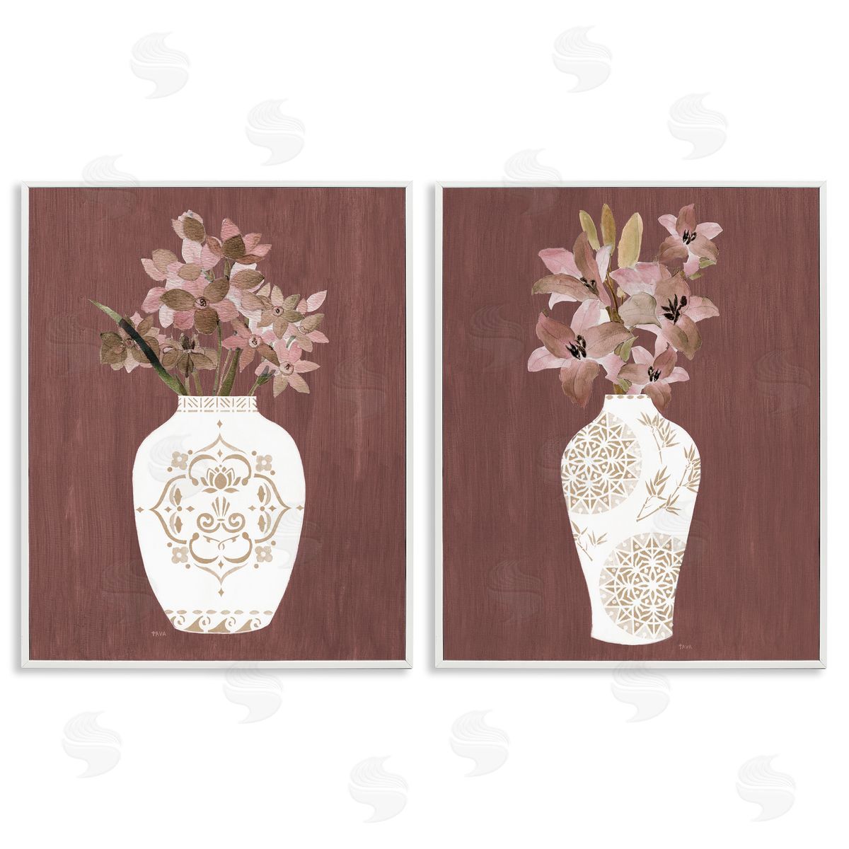 Rustic Boho Bouquets White Frame Print Wall Art, Home Decor by Janet Tava