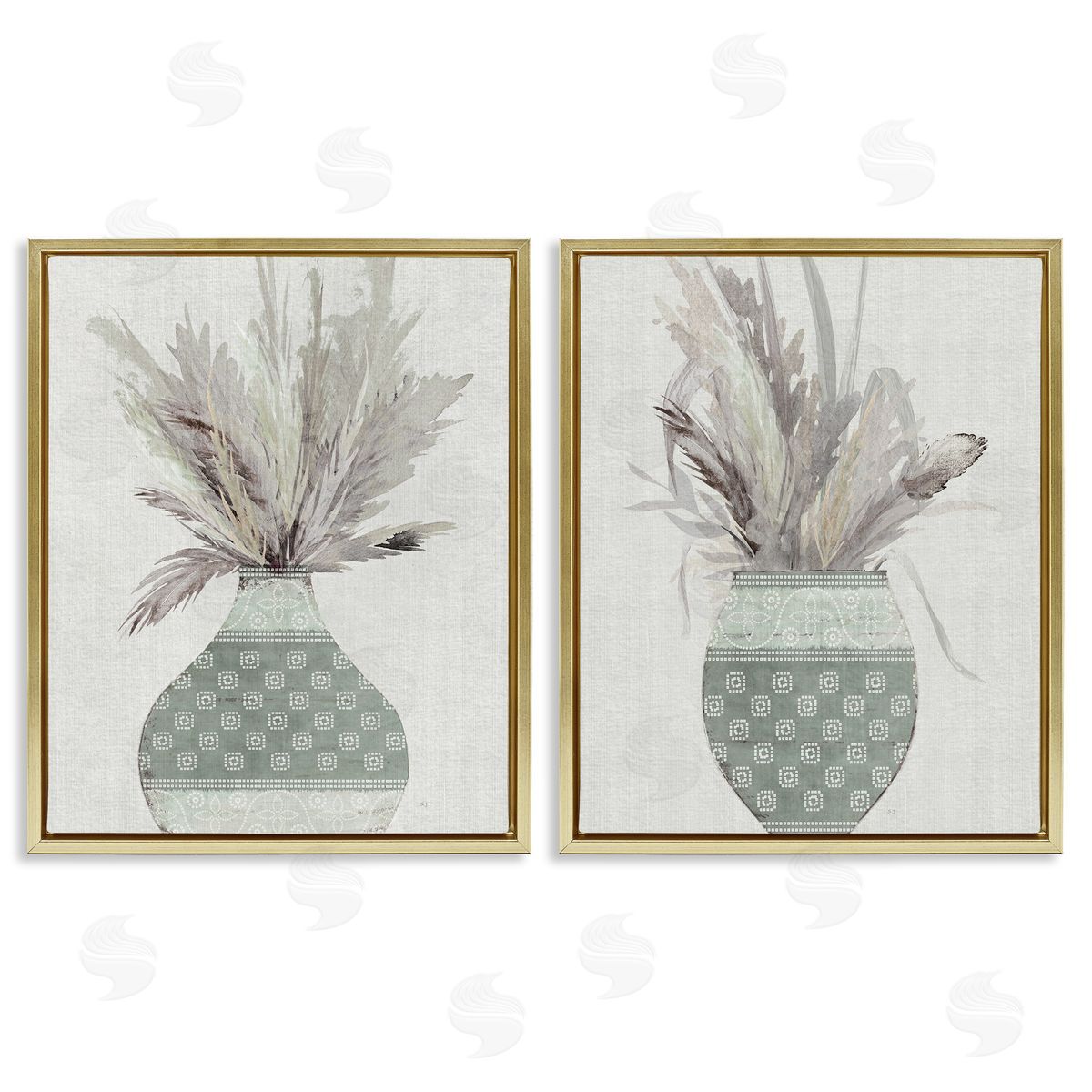Boho Rustic Plant Vases Gold Floating Frame Canvas Wall Art, Home Decor by Susan Jill