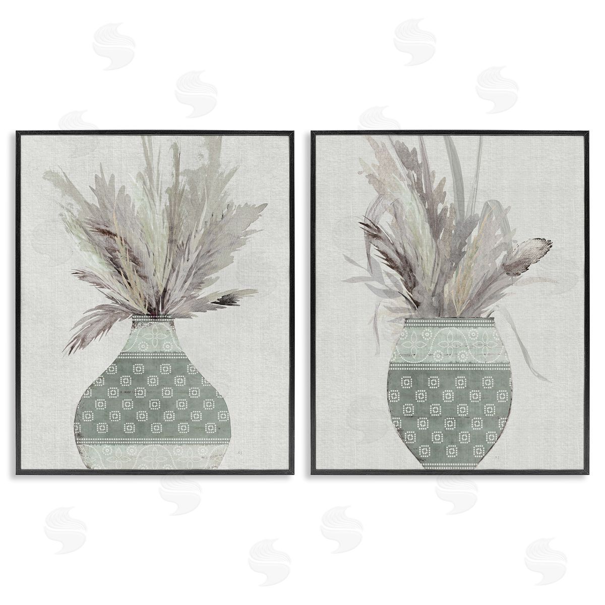Boho Rustic Plant Vases Black Frame Print Wall Art, Home Decor by Susan Jill