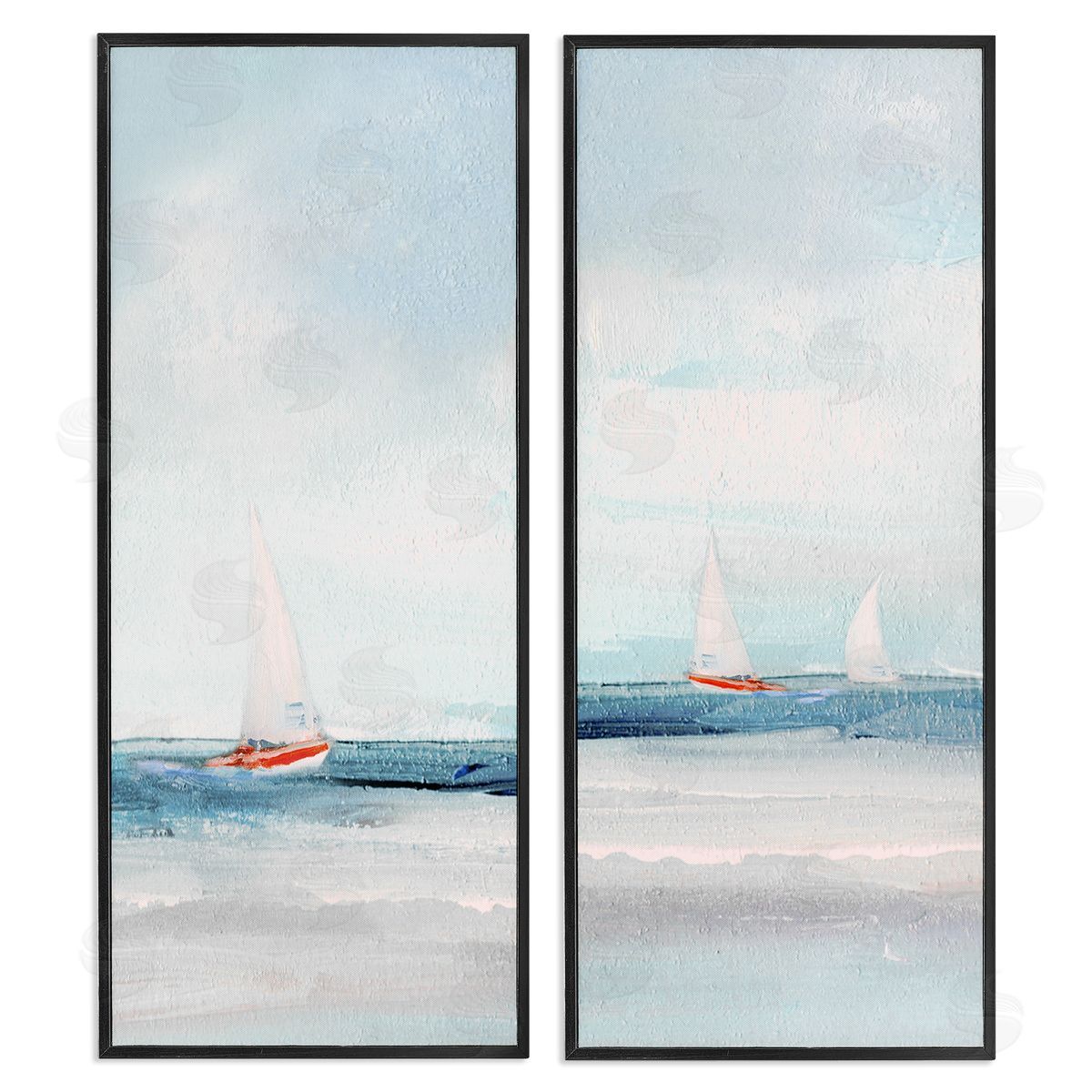 Sailboats near Shoreline Black Frame Print Wall Art, Home Decor by Sally Swatland