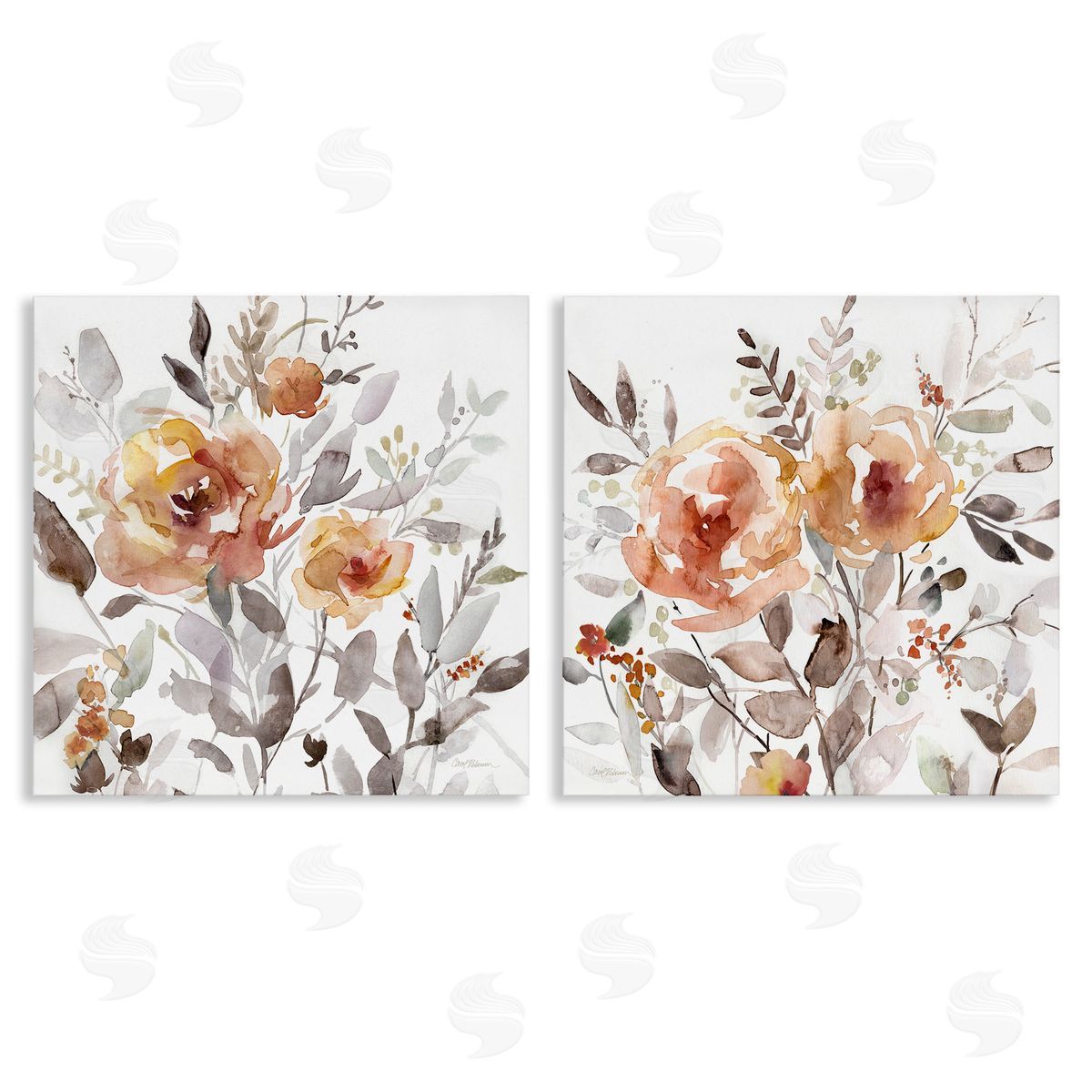 Brushed Abstract Blossoms Canvas Wall Art, Home Decor by Carol Robinson
