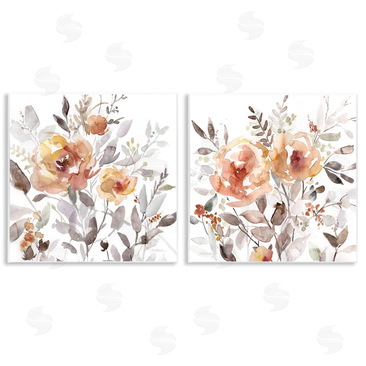 Brushed Abstract Blossoms Wood Plaque Wall Art, Home Decor by Carol Robinson