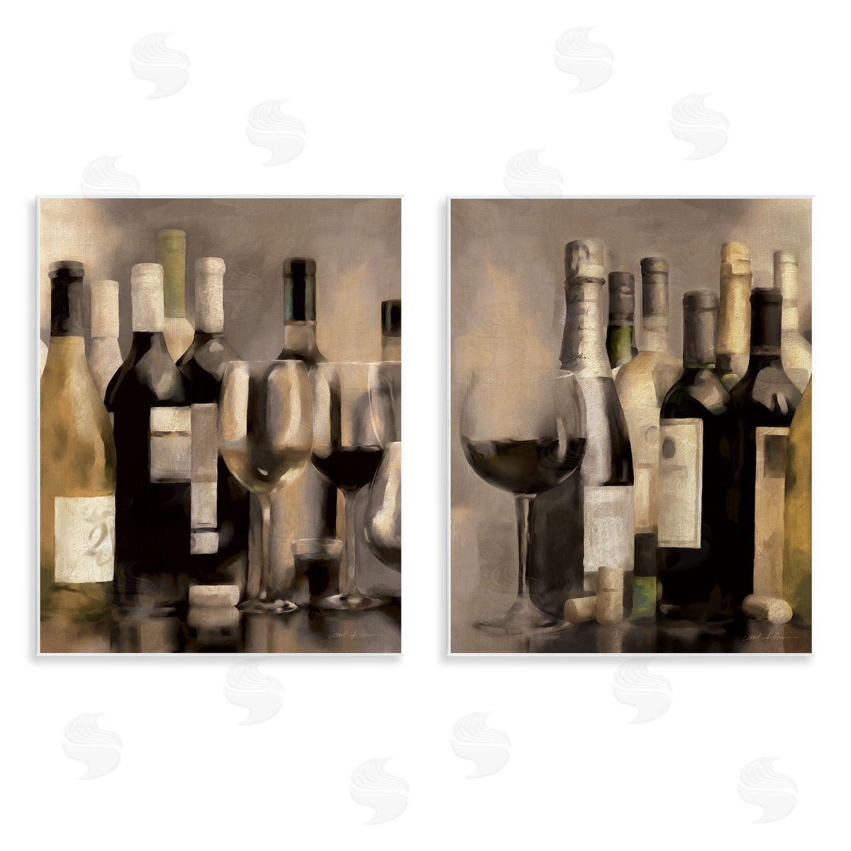 Kitchen Wine Bottles Setup Wood Plaque Wall Art, Home Decor by Carol Robinson