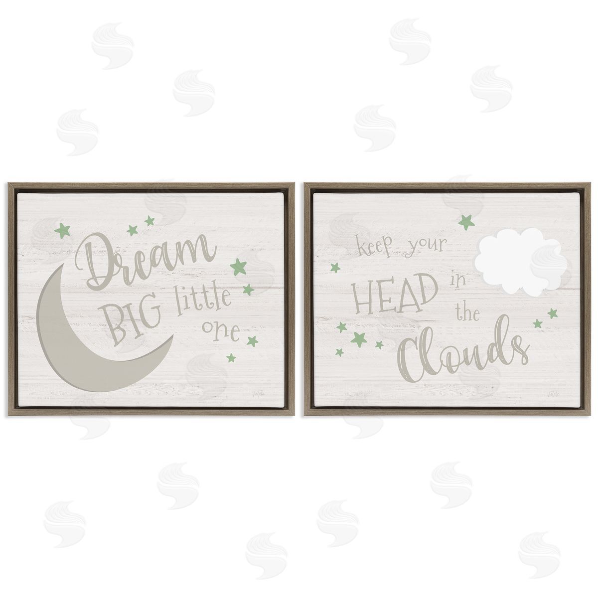 Nursery Dreams Quotes Brown Floating Frame Canvas Wall Art, Home Decor by Natalie Carpentieri